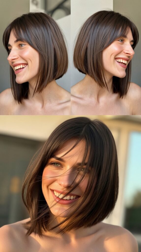 Asymmetrical Long Bob with Angled Bangs