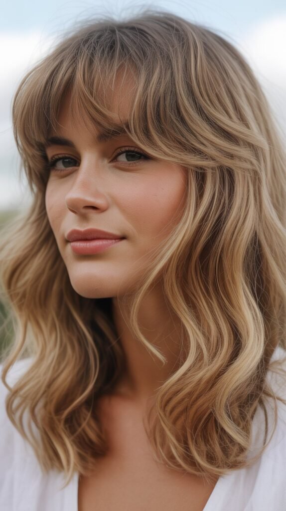 Bardot Bangs with Medium Bohemian Waves