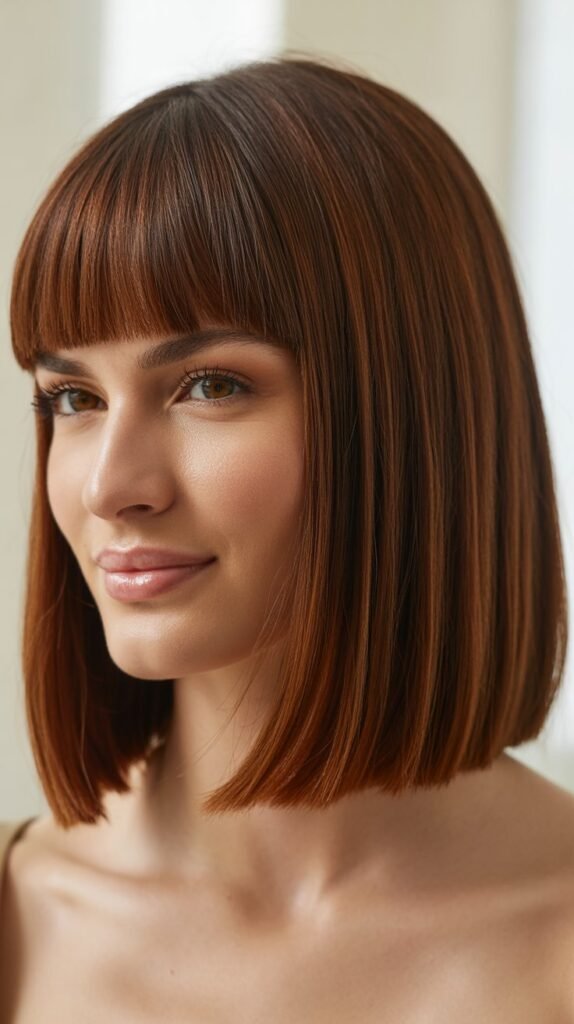  Blunt Straight Bangs with Medium Bob