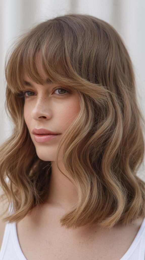 Curtain Bangs with Beach Waves