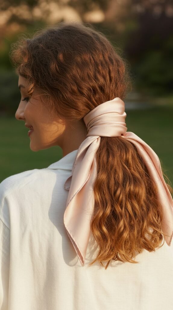  The Scarf-Wrapped Ponytail