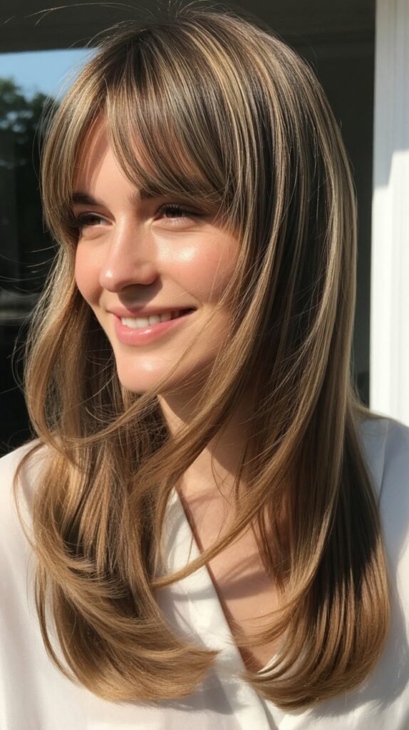 Curtain Bangs With Long Layers