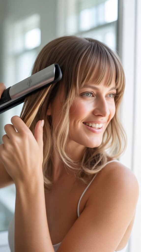 Styling Wispy Bangs with a Flat Iron