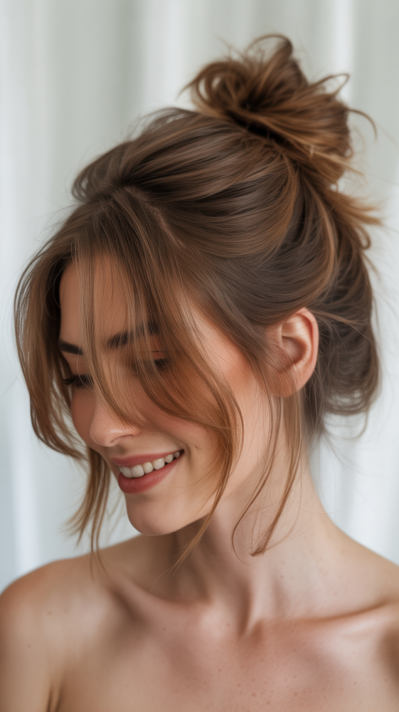Messy Bun with Wispy Pieces
