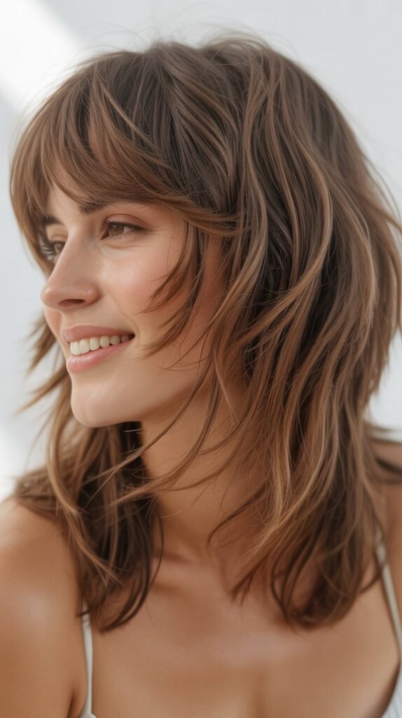 Shaggy Medium Cut with Wispy Bangs