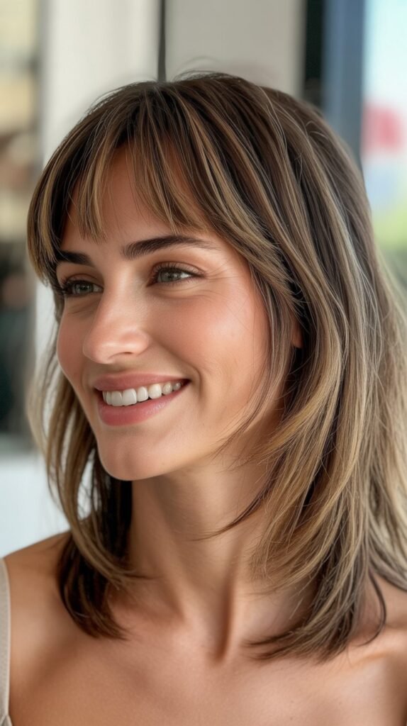 Eyebrow-Length Bangs With Texture