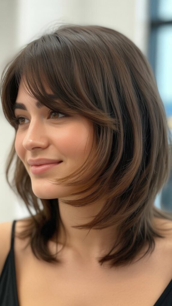 Graduated Lob with Side-Swept Micro Bangs