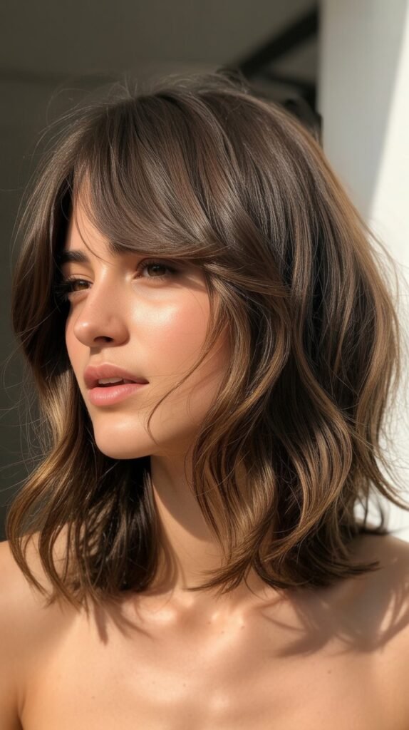 Messy Lob with Grown-Out Bangs