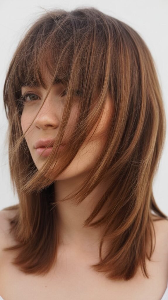 Long Bangs with Layered Shag Cut