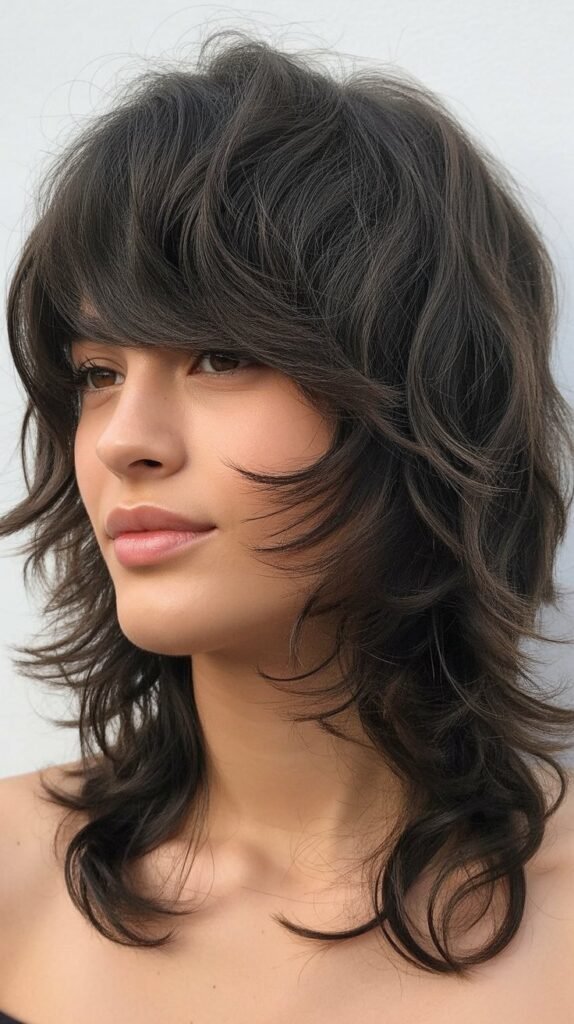 Wolf Cut with Side-Swept Bangs