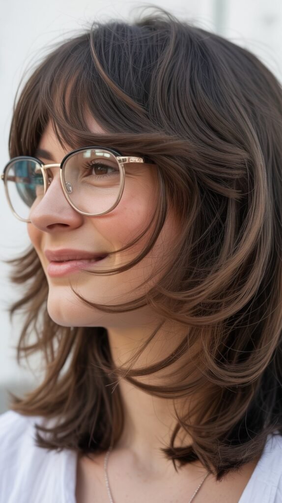 Medium Shag With Curtain Bangs