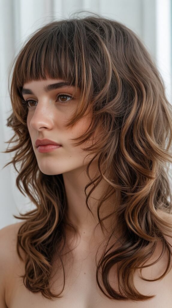 Wolf Cut with Blunt Bangs Contrast