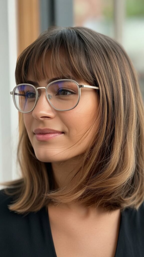 Genius Medium Haircuts With Bangs and Glasses That Look Perfect Together