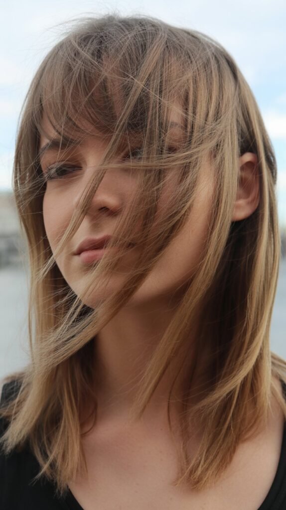 Textured Layers with Asymmetrical Bangs