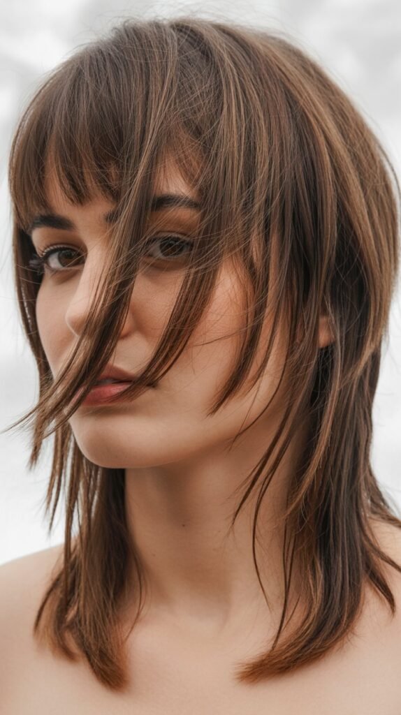 Long Bangs with Modern Mullet Variation