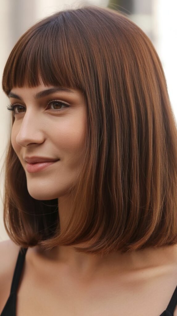 Classic Medium Cut with Straight-Across Bangs