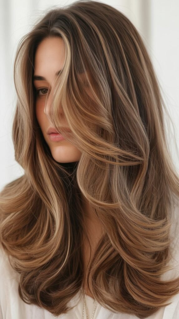 Face-Framing Layers With Balayage Dimension