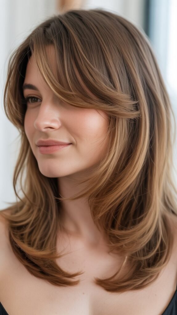 Layered Collarbone Cut with Feathered Side Bangs