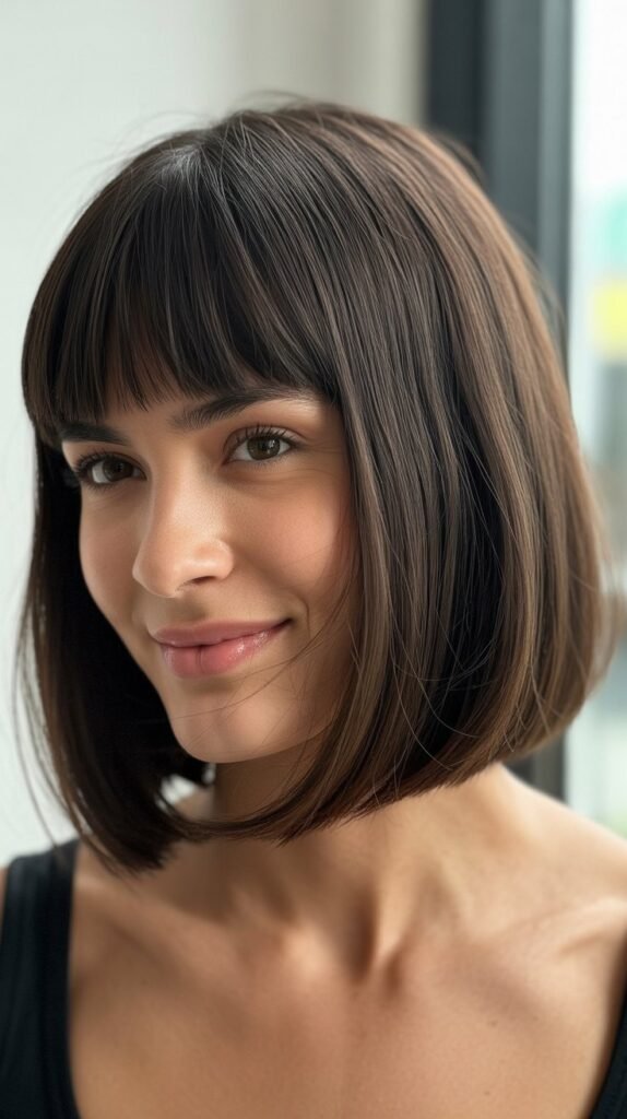 Graduated Bob with Straight-Across Bangs