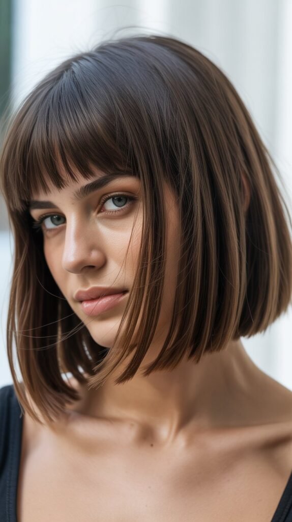 Graduated French Bob With Thick Bangs