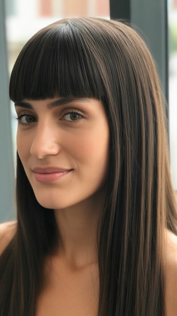 Straight Hair With Sleek Bangs