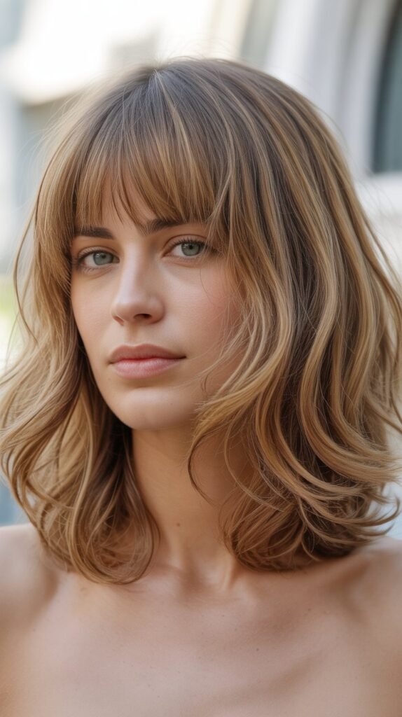 Messy Lob with Full Bangs