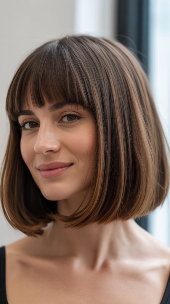 Rounded Bob with Full Bangs