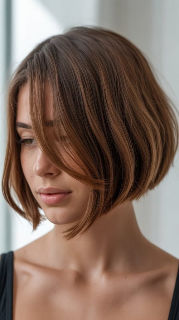 Asymmetrical French Bob With Side-Swept Bangs