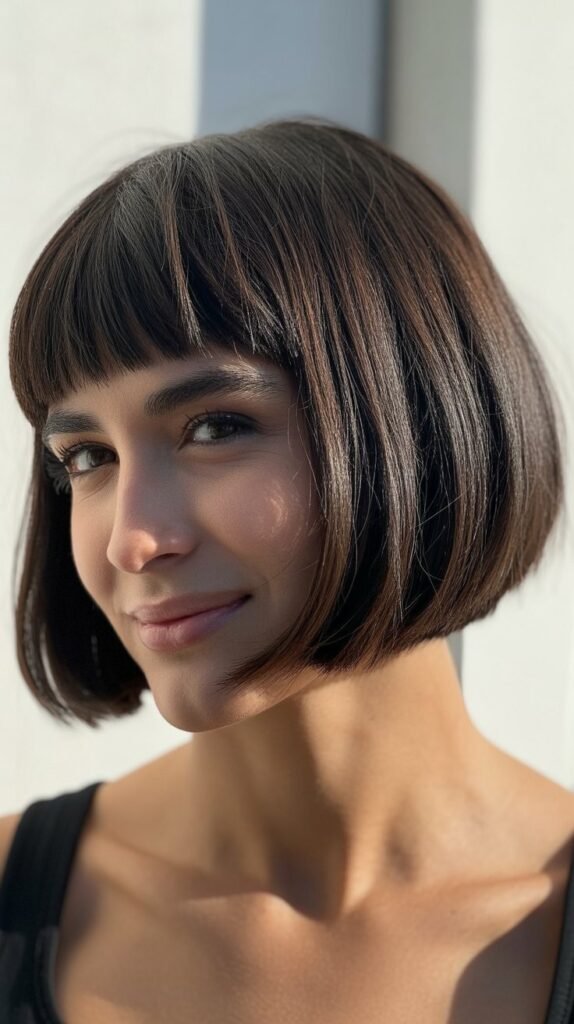 Stacked French Bob with Short Fringe
