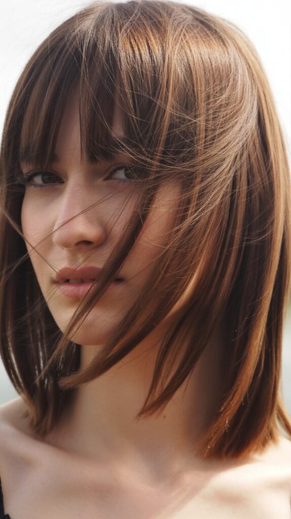 Long Bangs with Asymmetrical Cut