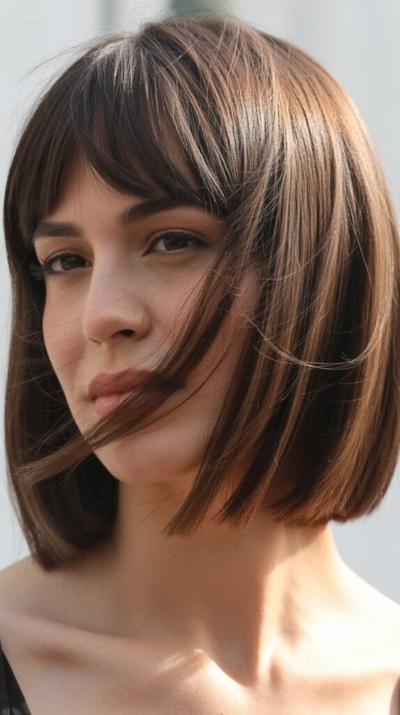 French Bob With Long Sweeping Bangs