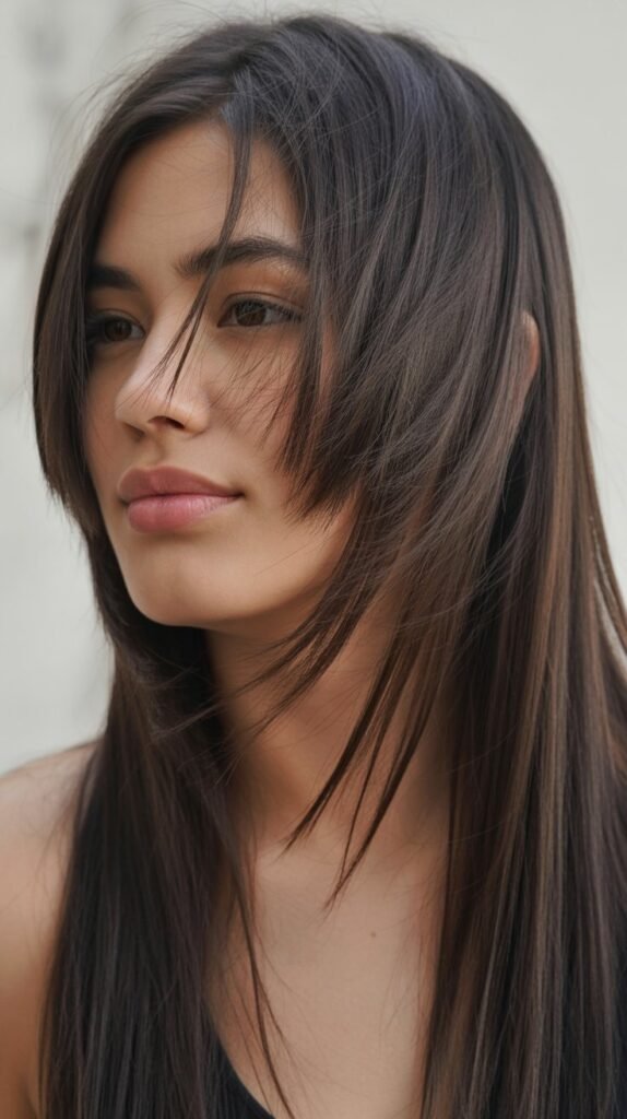 Textured Layers with Swooped Side Bangs
