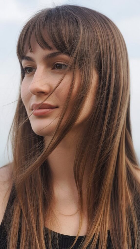 Baby Bangs with Long Straight Back