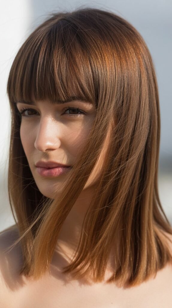 The Volume-Boosted Medium Cut With Straight Bangs