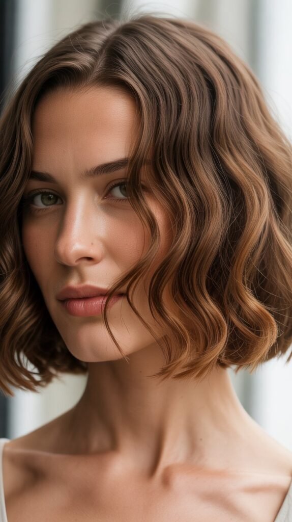 Classic Wavy French Bob with Blunt Ends