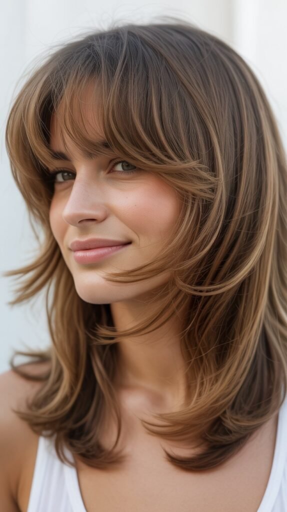 Long Bangs with Volume at the Crown