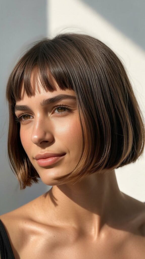 French Bob With Baby Bangs And Undercut