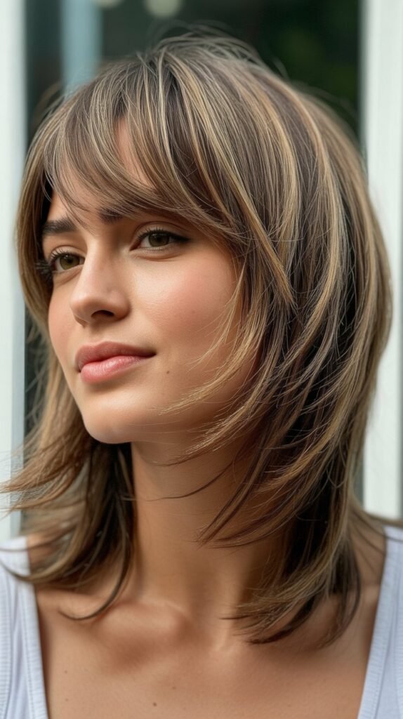 Choppy Shag with Side-Swept Bangs