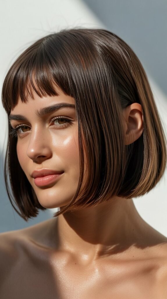 French Bob With Baby Bangs And Undercut