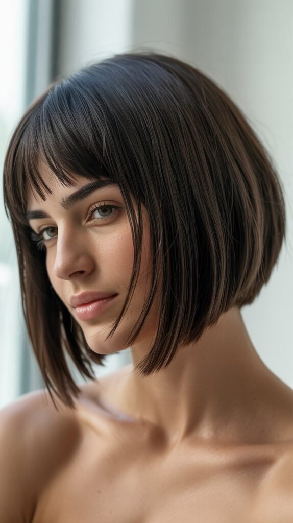 Stacked French Bob With Edgy Bangs