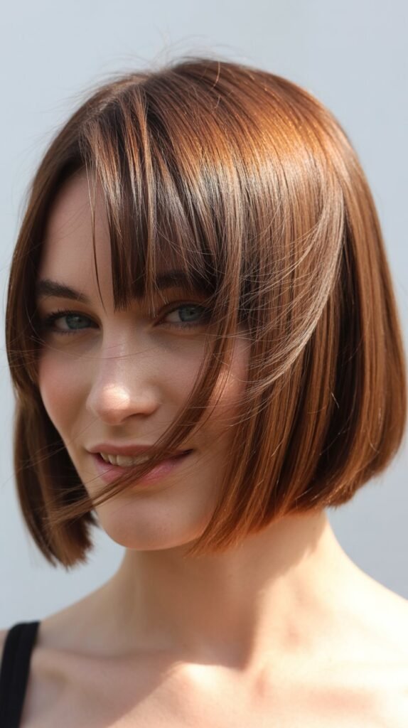 French Bob With Diagonal Bangs