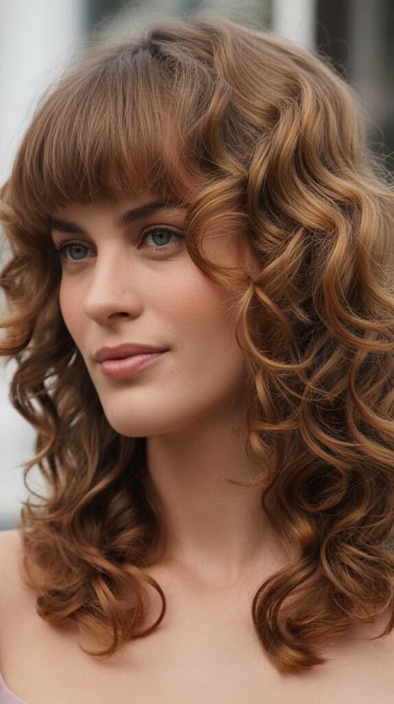 Bouncy Curls with Full Fringe