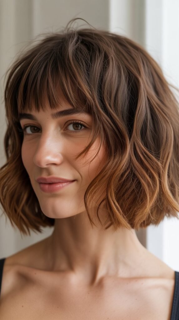Shaggy French Bob With Choppy Bangs
