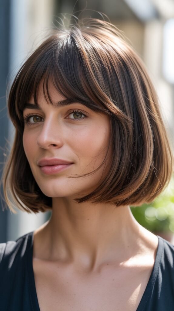 French Bob With Feathered Curtain Bangs