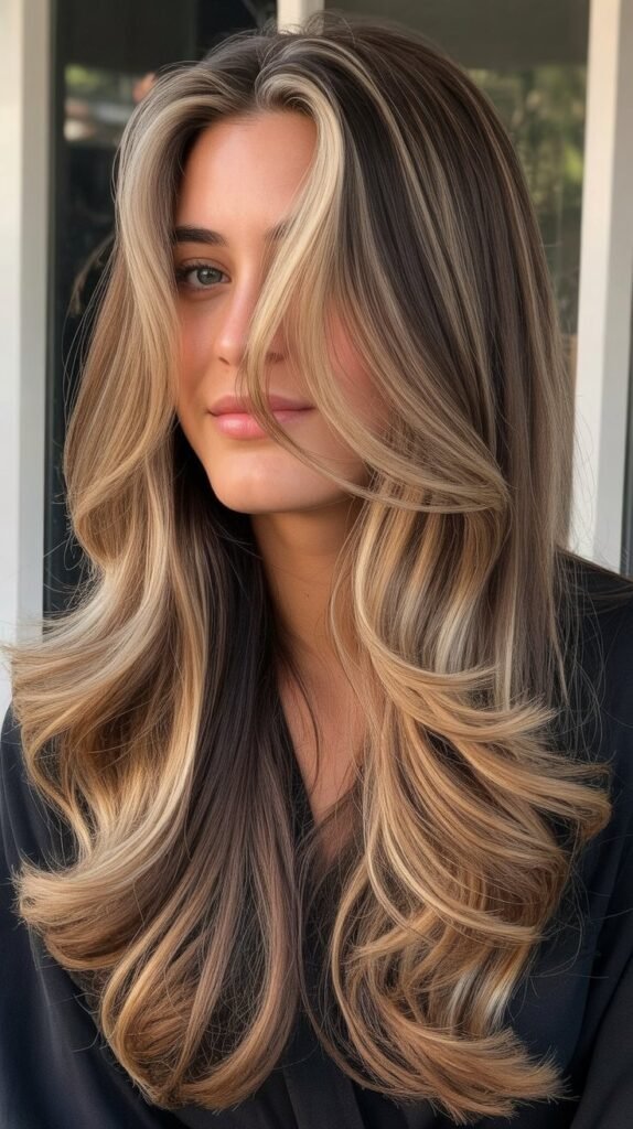 Money Piece Highlights With Face-Framing Layers