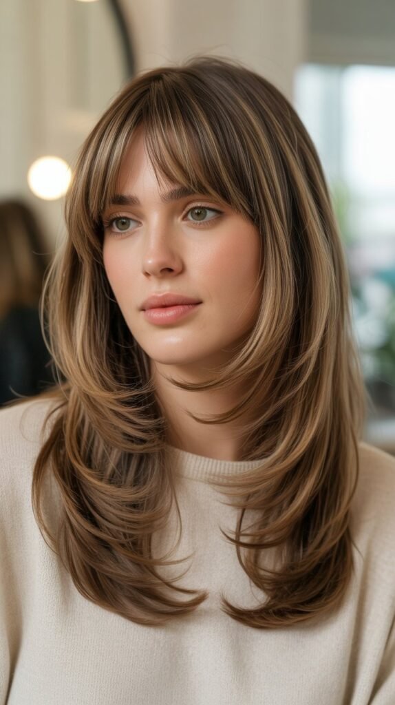 Curtain Bangs with Long Layers