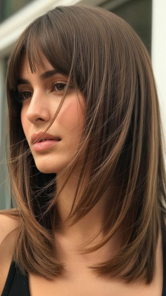 The Layered Shoulder Cut With Straight Wispy Bangs