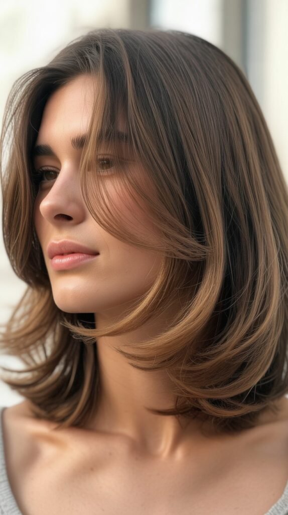 Long Layered Bob with Root Lift