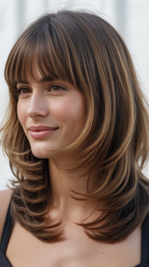  Full Fringe with Medium Layered Hair
