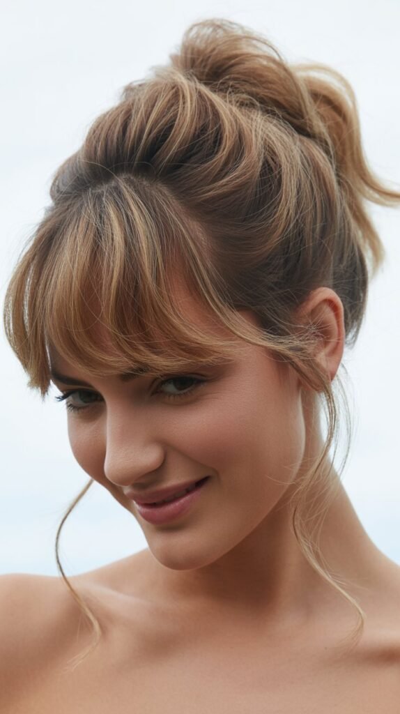 High Ponytail Twist with Wispy Bangs